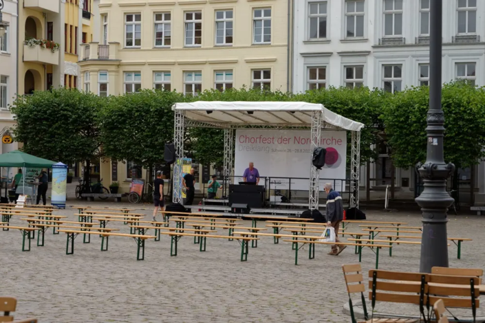 Probe auf dem Schweriner Marktplatz ...